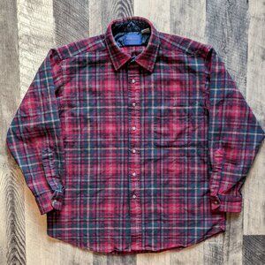 Pendleton Vintage Plaid Wool Button-Up Shirt Red XL